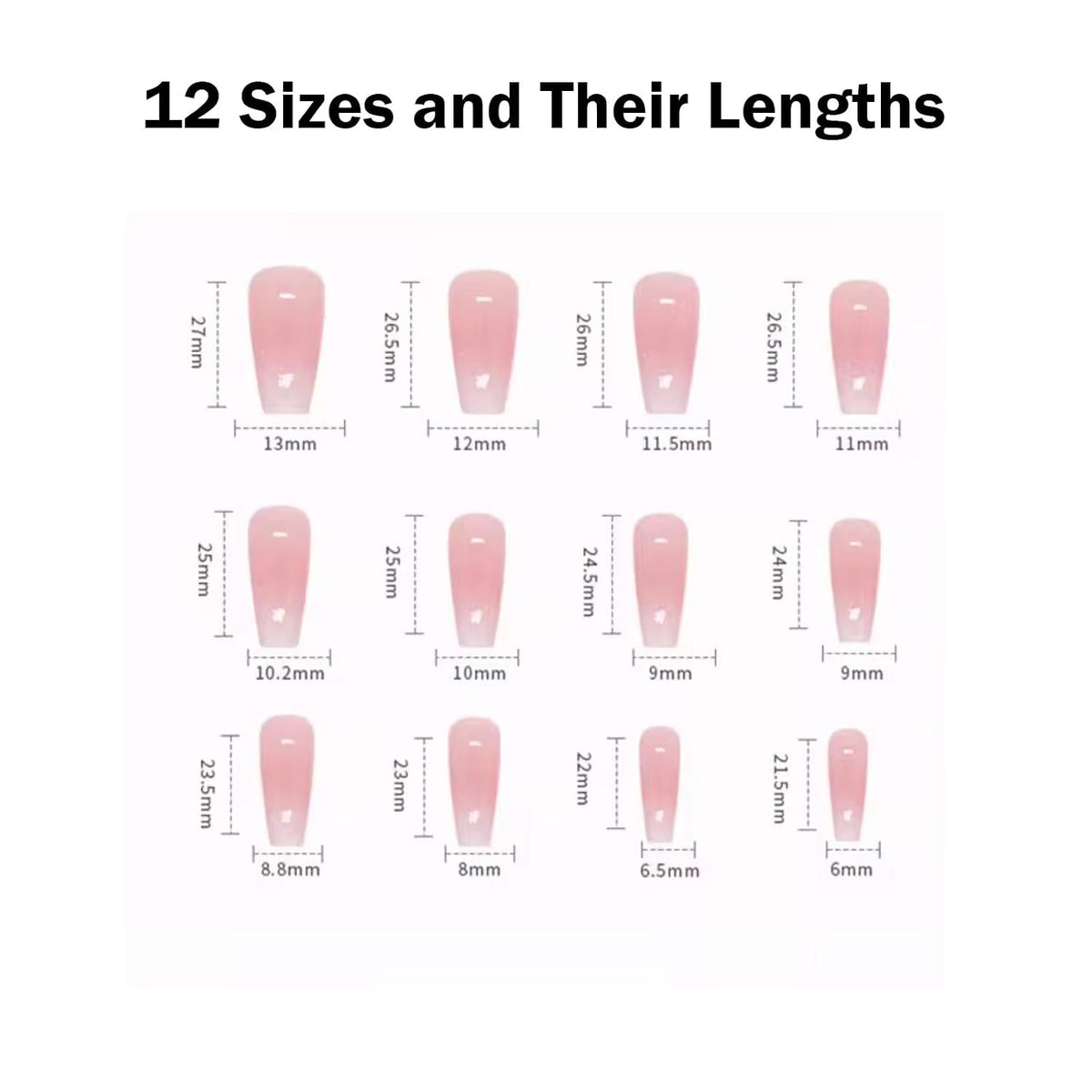 Hkanlre Bling Coffin Press on Nails Fake Nails Tips Full Cover Medium False Gradient Nails for Women and Girls 24PCS (Coffin pink)
