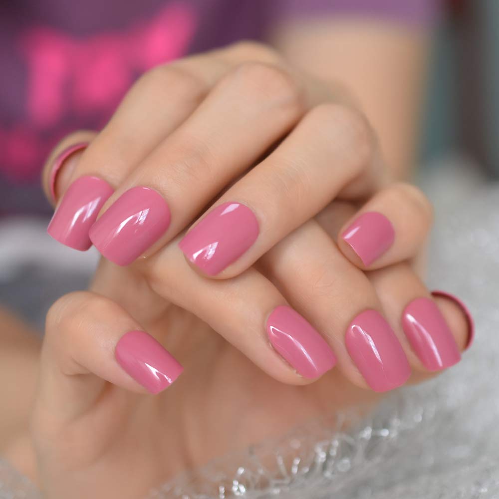 EchiQ Press On Nails Pearl Shine Pink French Nail White Round Fake Nails Short Glossy Satin Artificial Lady Fingernails with Adhesive Tabs