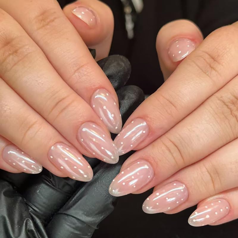 White French Tips Press on Nails, Irregular Gold 3D Lines with Flower & Pearl Design, Reusable Salon Quality Acrylic False Nails for Women, Glue On Nails with Adhesive Tabs for Daily Wear