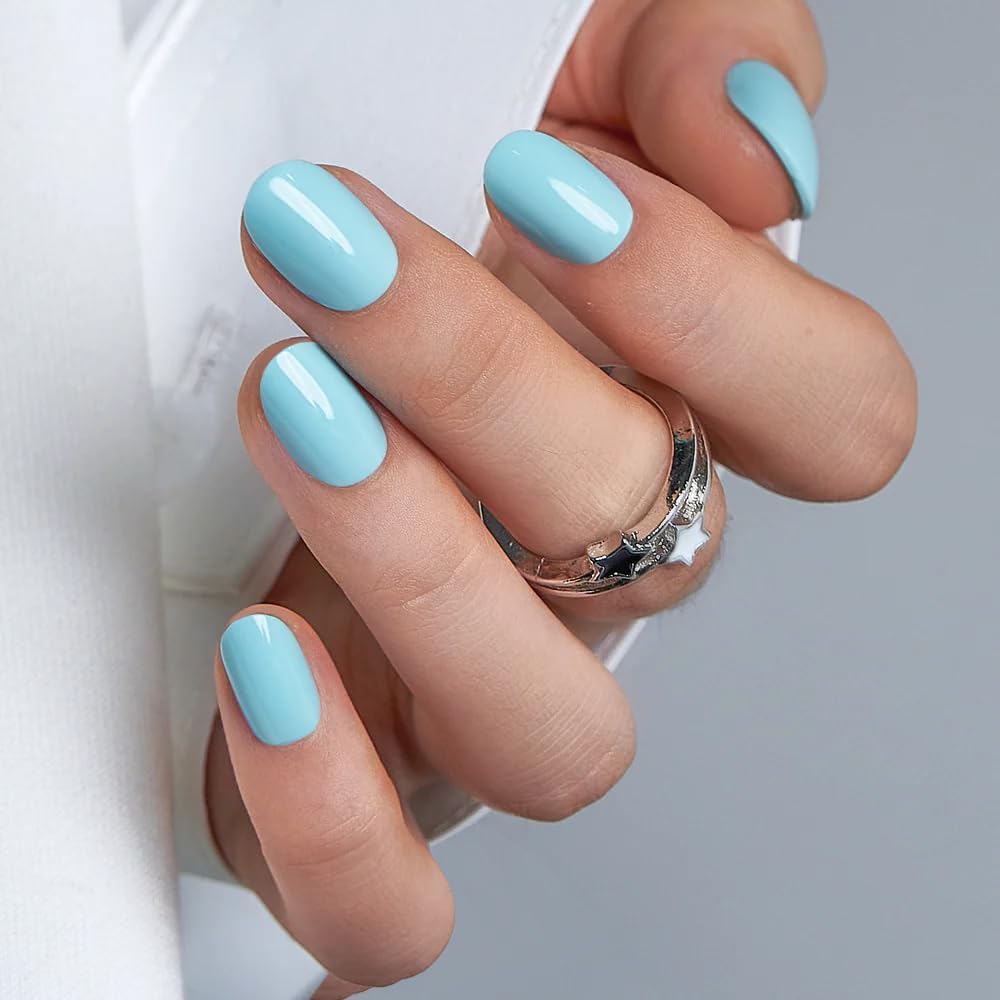 CurvLife Extra Short Oval Press On Nails, Nude Peach Pink, Soft Gel