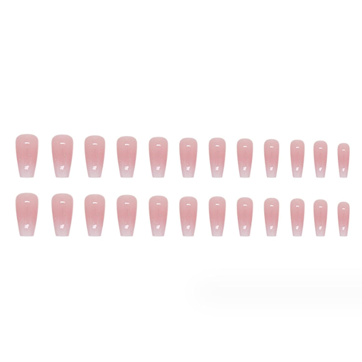 Hkanlre Bling Coffin Press on Nails Fake Nails Tips Full Cover Medium False Gradient Nails for Women and Girls 24PCS (Coffin pink)
