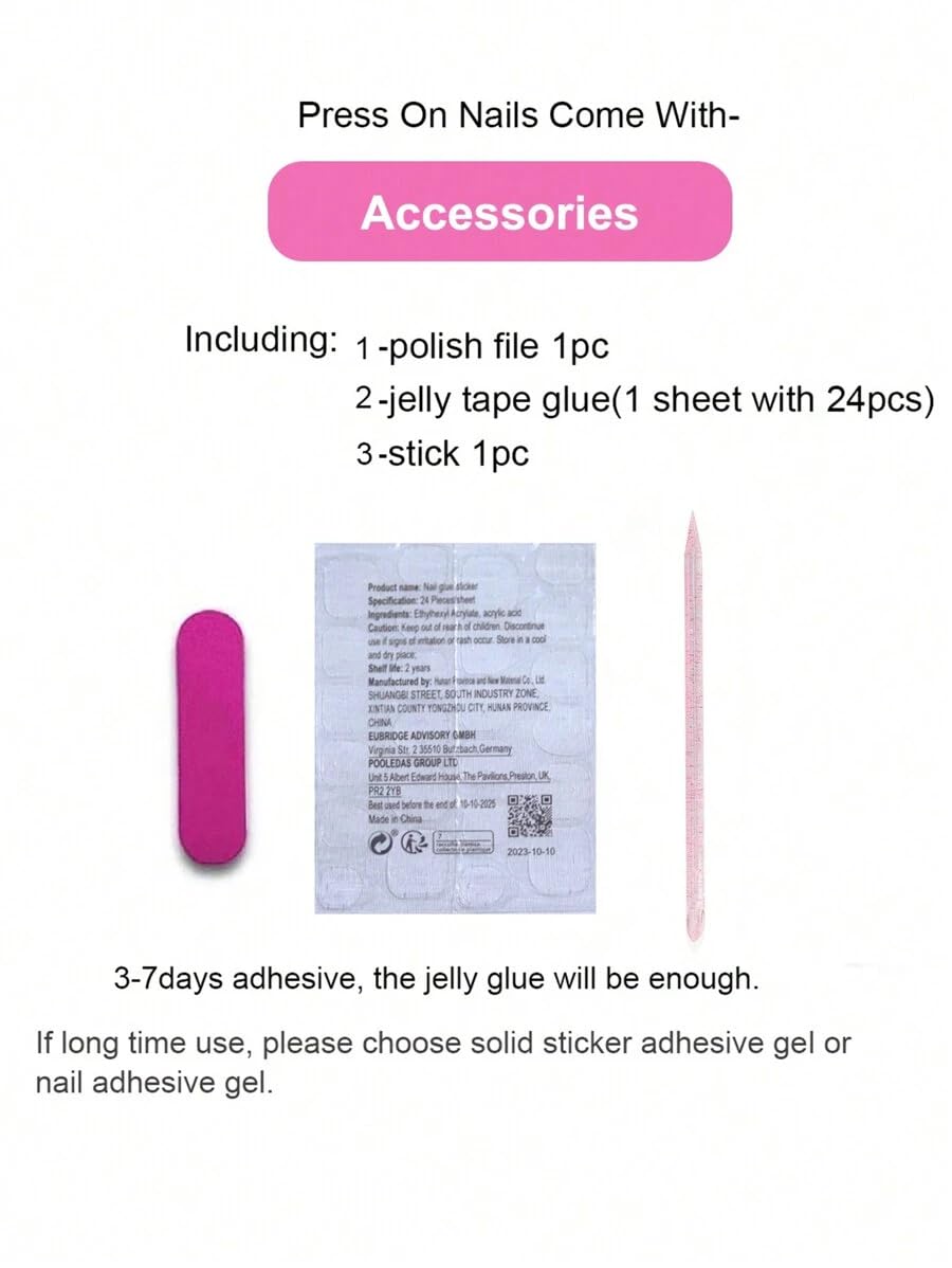 Handmade Medium Almond French Press On Nails,Reusable&Salon Quality-1217,XS