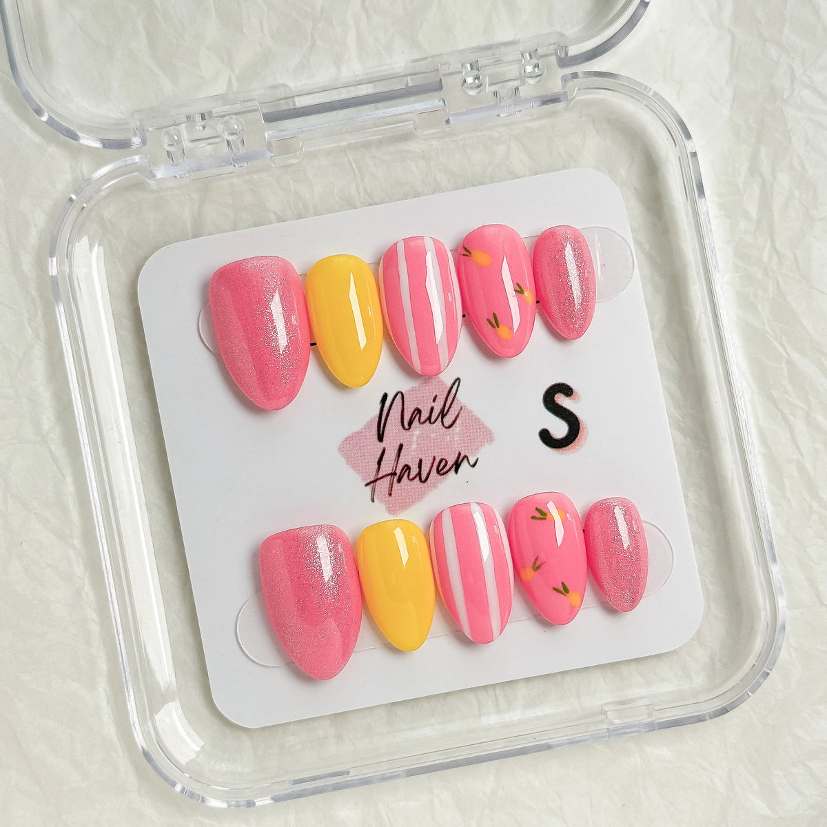 NailHaven| Short Almond Continued Collection - 10 Pcs Handmade Press-On Nails| Cute Acrylic Nails, High Quality Reusable