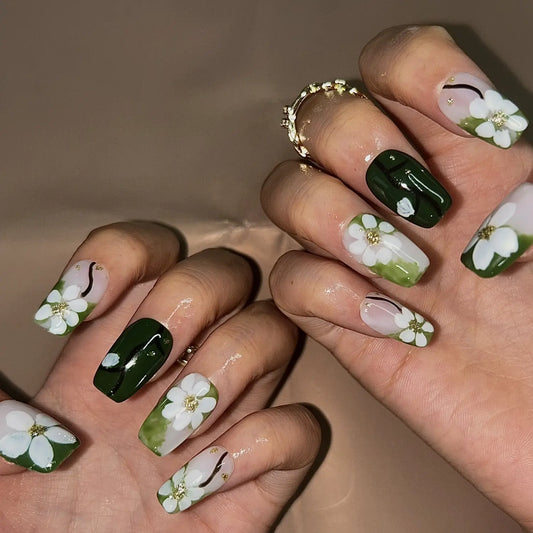 10Pcs Handmade Press On Nails Reusable Medium Handmade Acrylic Press Nails New Summer Collection, Cute Elegant Luxury Cat Eye Design, Ocean Inspired, High Quality Soft Sophisticated Look for Women Nail Art