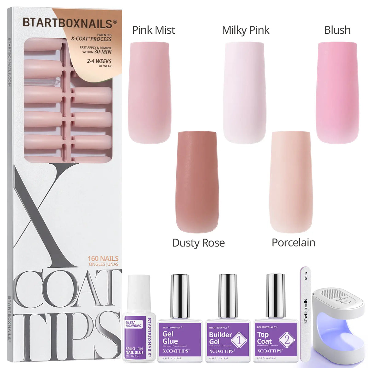 btartboxnails XCOATTIPS Soft Gel Nail Tips - Square or Almond or Coffin or Stiletto Press on Nails,4-Week Wear, Easy-to-Apply, Soak Off, Salon Quality Value at Home, 16 Size - 160 Fake Nails,sohochic