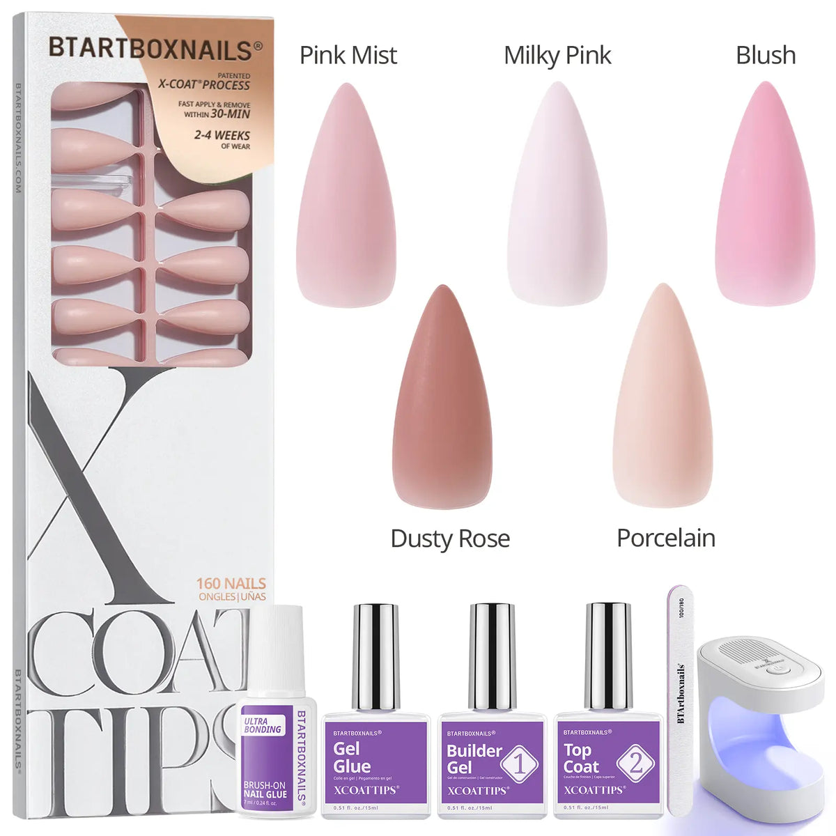 btartboxnails XCOATTIPS Soft Gel Nail Tips - Square or Almond or Coffin or Stiletto Press on Nails,4-Week Wear, Easy-to-Apply, Soak Off, Salon Quality Value at Home, 16 Size - 160 Fake Nails,sohochic