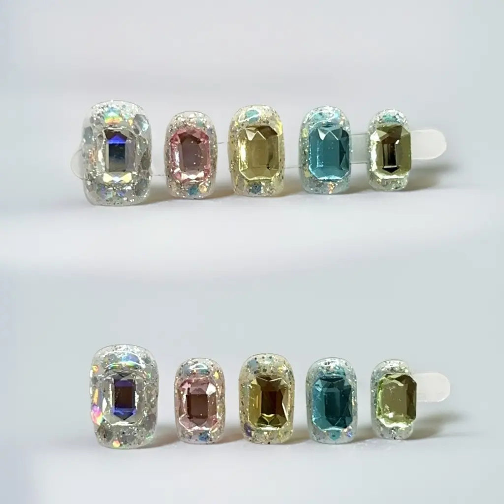 【FULLY ENCRUSTED DIAMOND】Luxury Diamonds Sparkle Princess Nails needlepoint  Handmade Press on Nails Nail Art cat eye Stunning  Butterfly charms with Accents Colorblock Bow Rhinestone Glossy Water Ripple French kit nail glue on nail tip piggy reusable, Pr