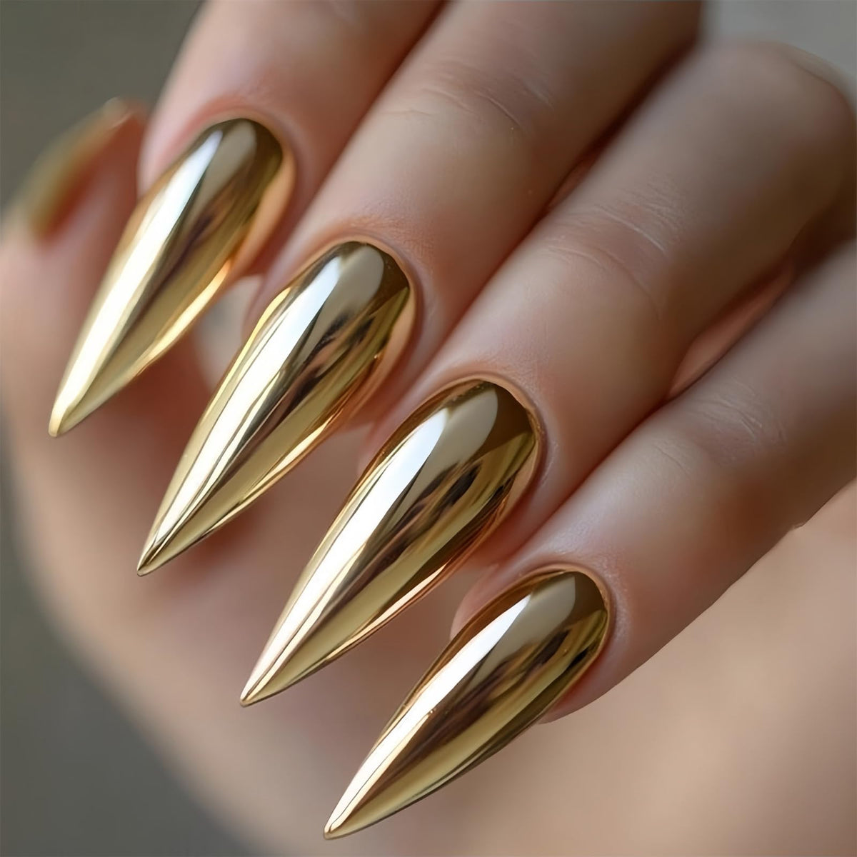 SINHOT Stiletto Press on Nails Long Fake Nails Glossy Glue on Nails Luxury Rhinestones Acrylic Nail White Bling Glitter Almond Artificial Nail Stick on False Nail with Design 24pcs