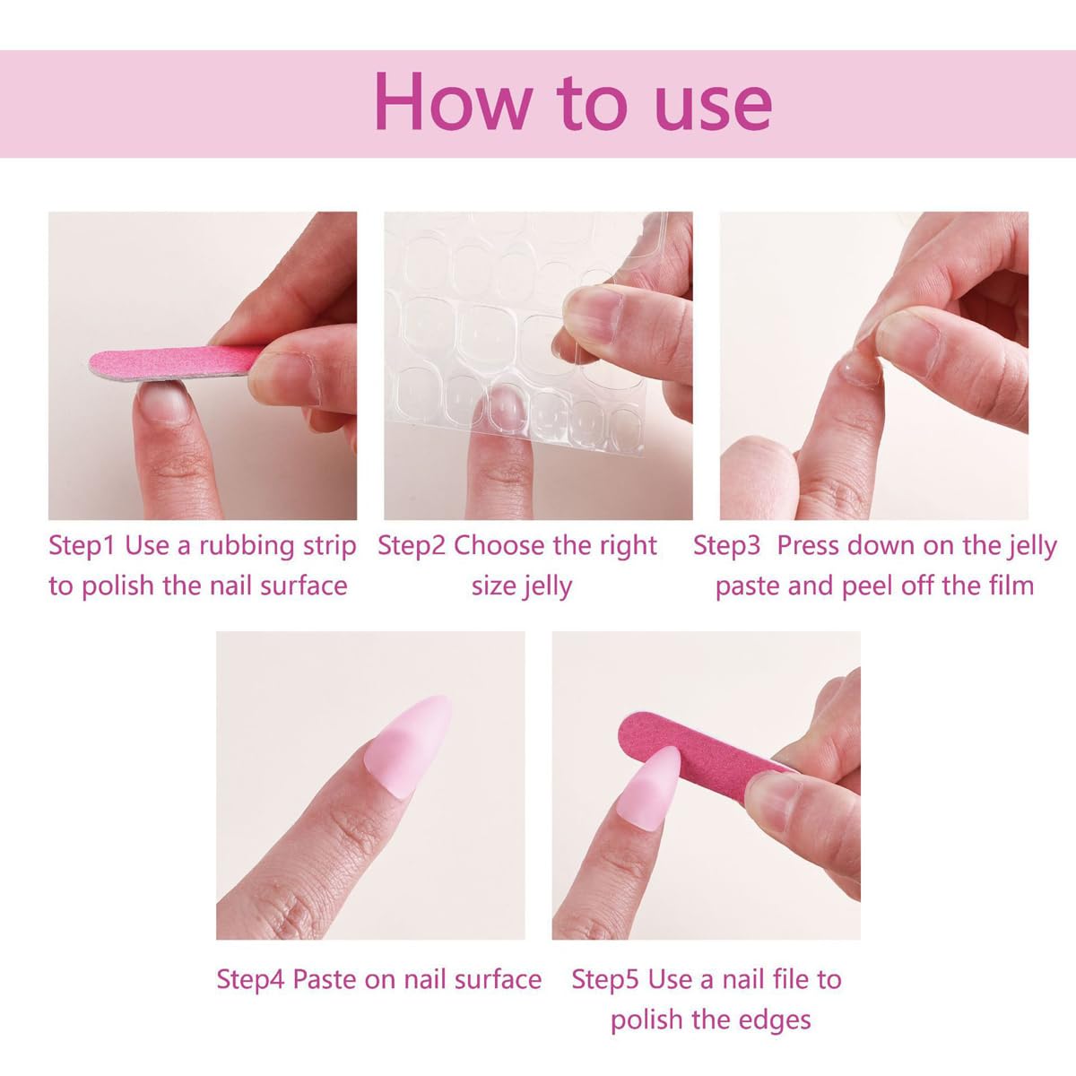 3D Gold Press on Nails Long Stiletto Fake Nails Glossy Nude Blue Full Cover