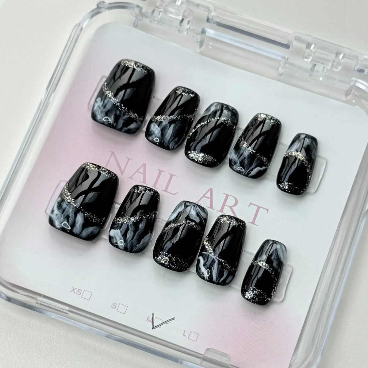 10Pcs Handmade Press On Nails Reusable Medium Handmade Acrylic Press Nails New Summer Collection, Cute Elegant Luxury Cat Eye Design, Ocean Inspired, High Quality Soft Sophisticated Look for Women Nail Art