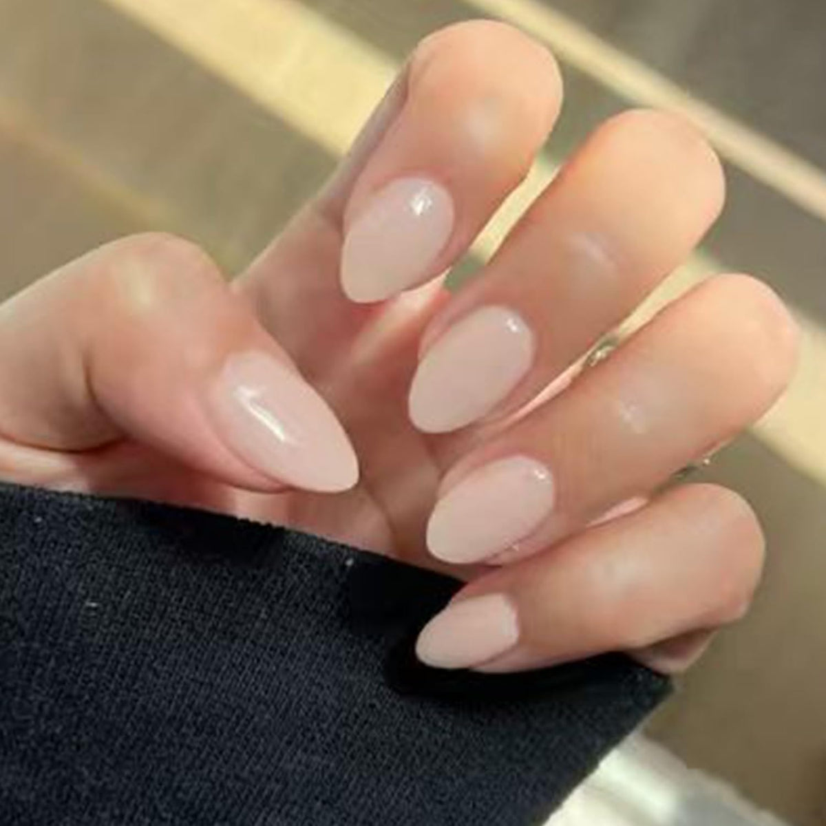 modelones Milky White Press On Nails Short Almond 32Pcs 16 Sizes Reusable