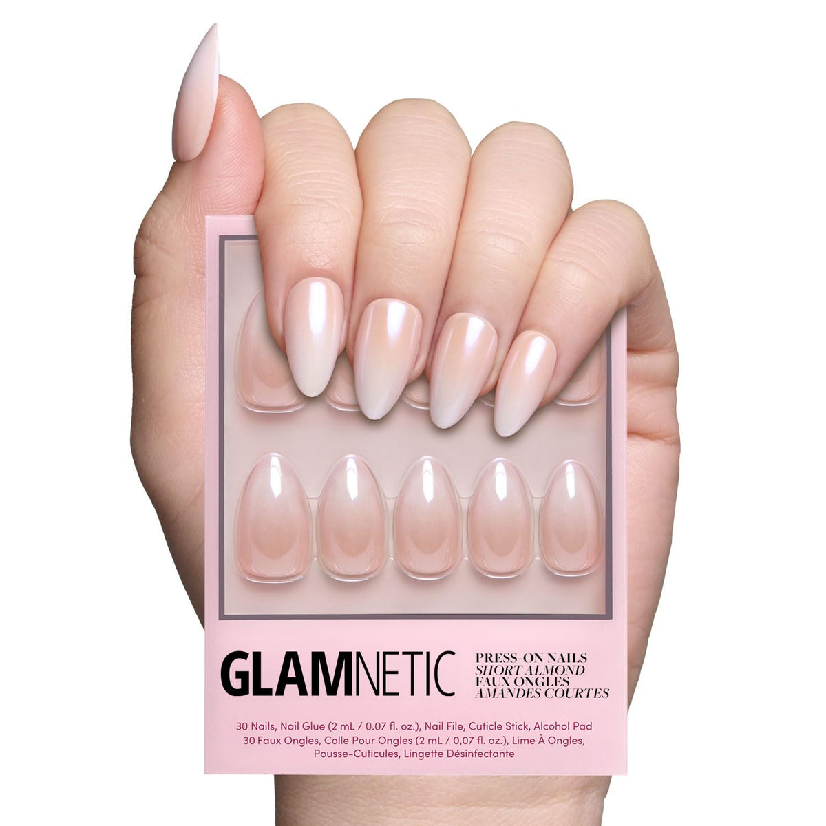 Glamnetic Press On Nails - Medium Square, Glossy Fake Nails 30 Pc Full Kit