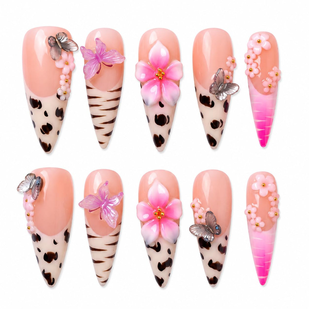 Luxury Long Stiletto Press on Nails Handmade Acrylic False Nails