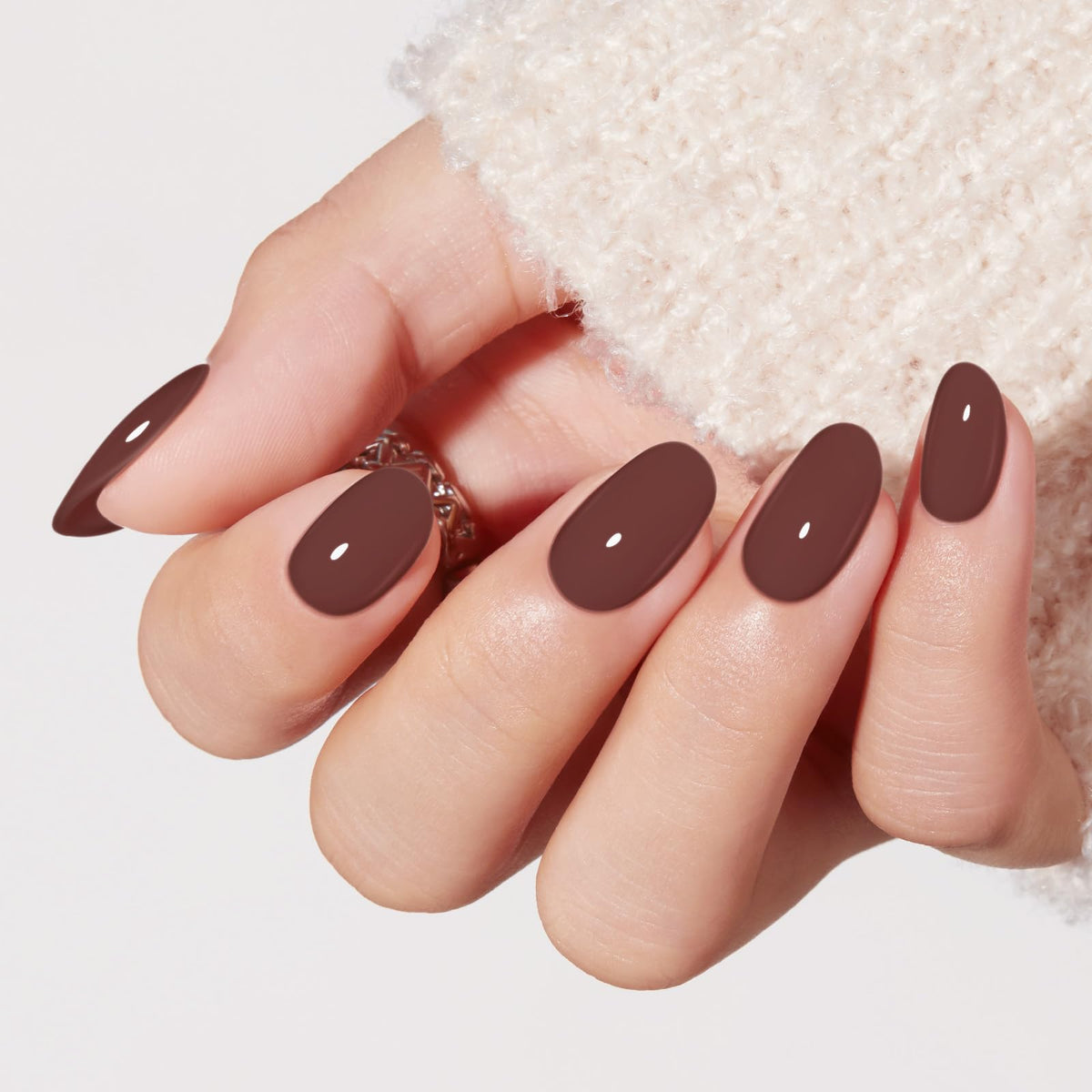 modelones French Tip Press On Nails, Short Oval Fake Nails Nails Press Ons