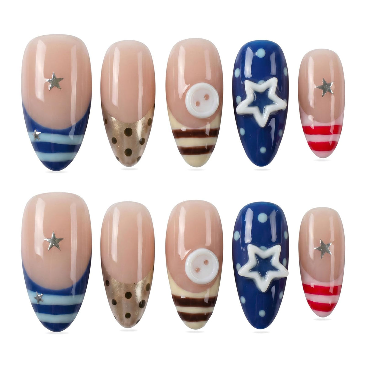 Luxury Handmade Press on Nails Medium Almond (Size M)