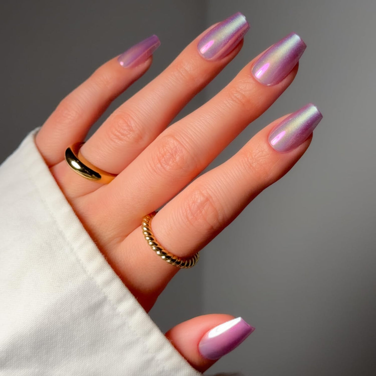 Glamnetic Press On Nails - Medium Coffin, Glossy Fake Nails 30 Pc Full Kit