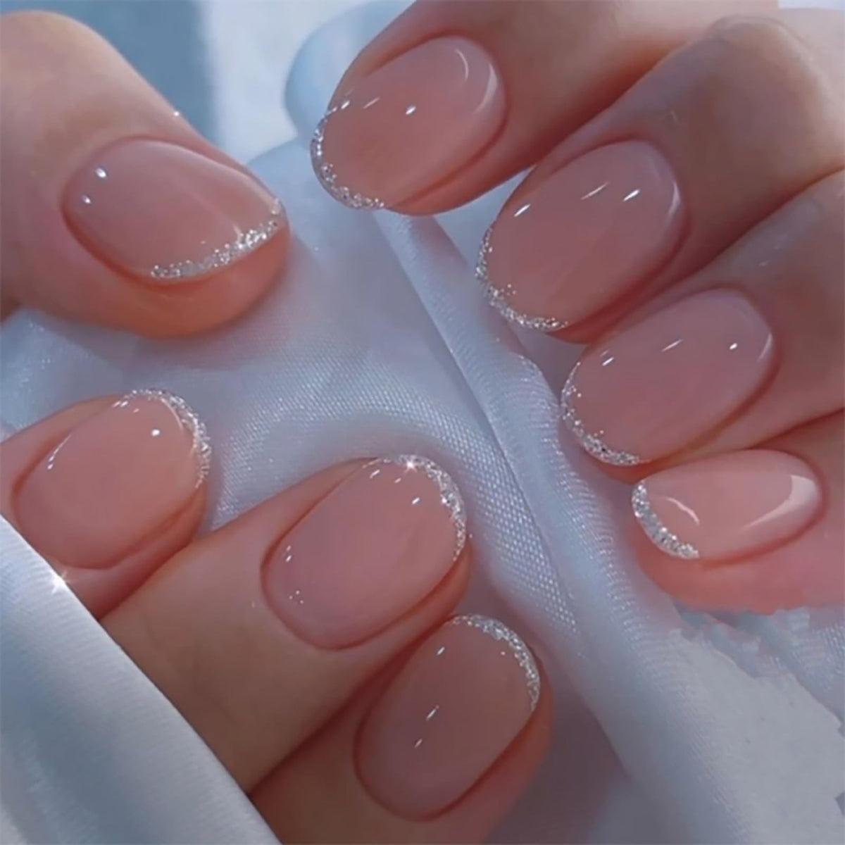 24Pcs Long Square Nude Pink White Nails Press ons Pearl Gold Flower Fake Nails Elegant False Nails Bridal Nails Glue on Luxurious Stick on Nails Casual Work for Girl Women Wedding Formal Occasions