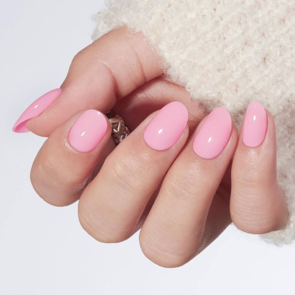 modelones French Tip Press On Nails, Short Oval Fake Nails Nails Press Ons