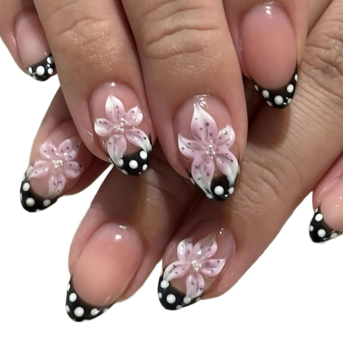 Glossy Nude Gold French Tip Press On Nails Short Almond, 30 PCS