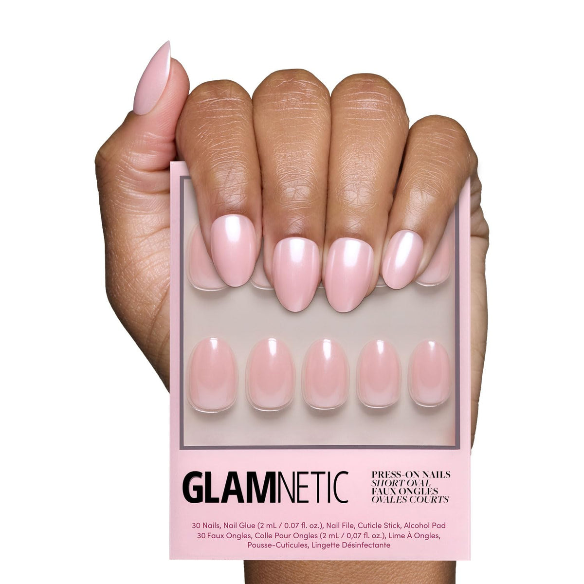 Glamnetic Press On Nails - Medium Square, Glossy Fake Nails 30 Pc Full Kit