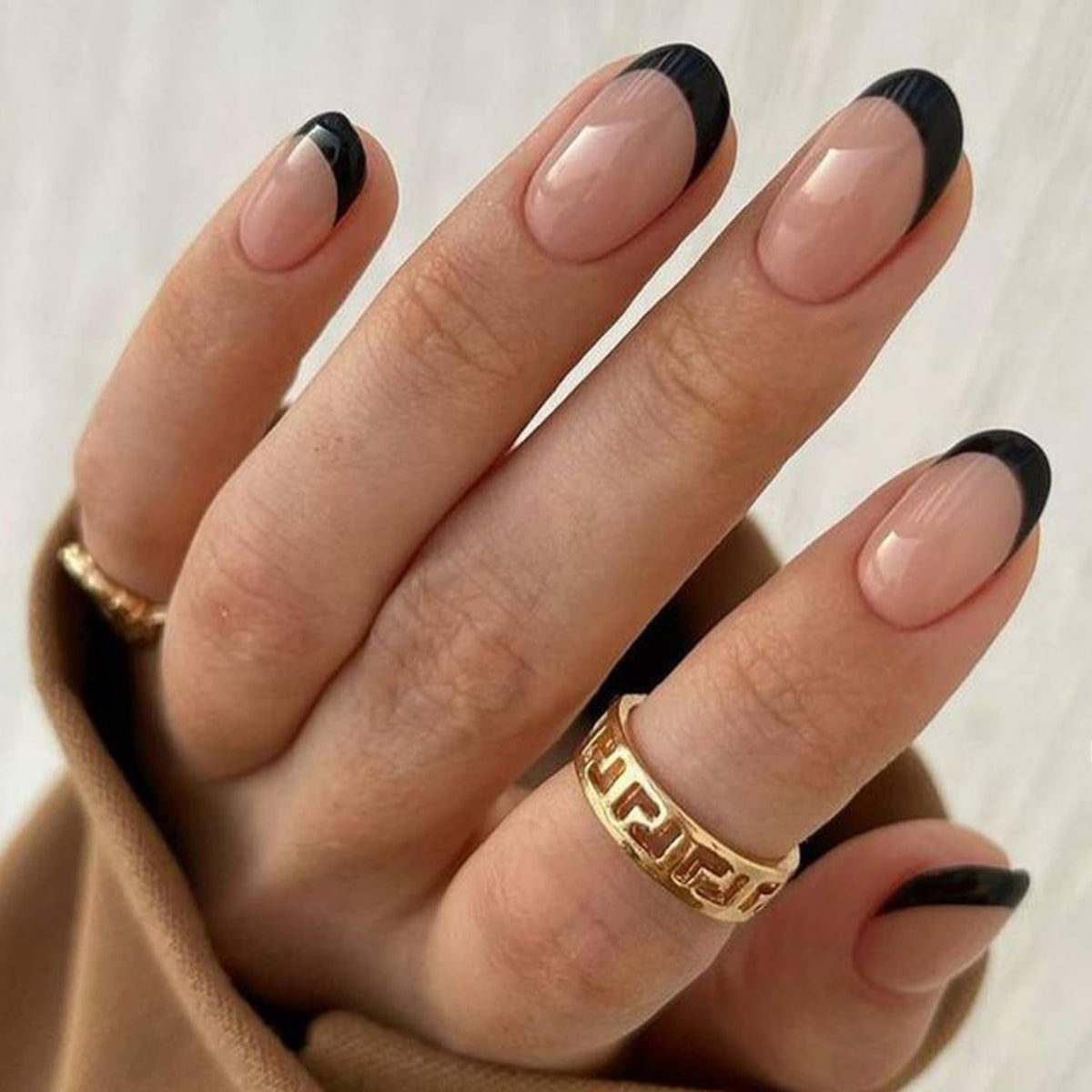 Modelones Extra Short Press on Nails, French Tips Squoval Fake Nails