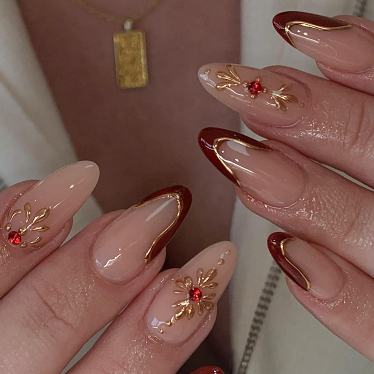 24Pcs Long Press on Nails Luxury Rhinestone Fake Nails French Glue On Nail with Sparkly Rhinestones Gem Silver Lines Designs Shiny Acrylic False Nails for Women Manicure Decoration