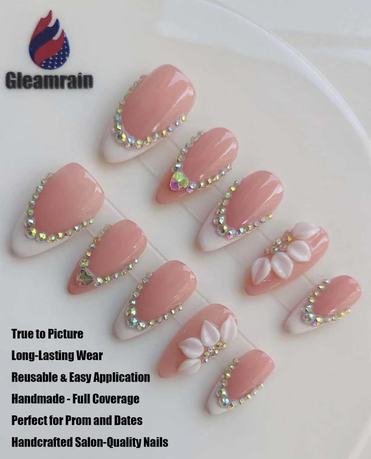Handcraft Almond Press on Nails Medium P09, M Size