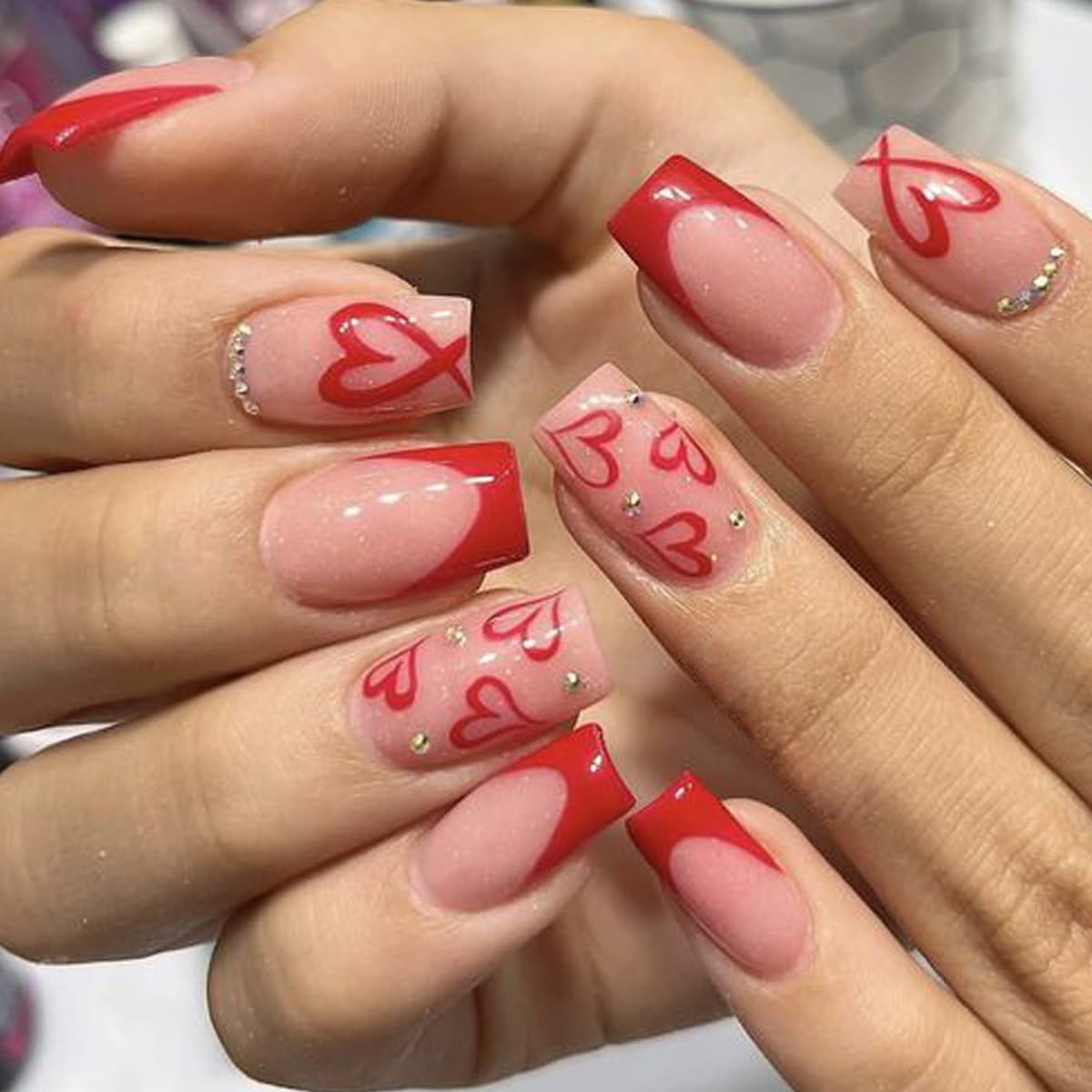 White French Tip Press on Nails Short Fake Nails with Chrome Gold Line Designs French Nails Press ons Nail Tips Stick on Nails Almond Shape Acrylic False Nails Finger Manicure for Women Daily Wear