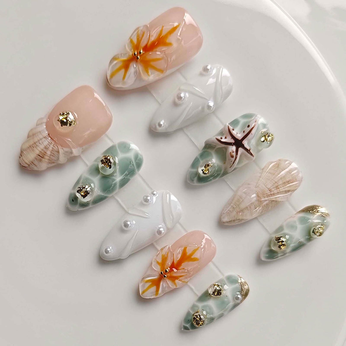 Handmade Press on Nails M Size 10 Pcs