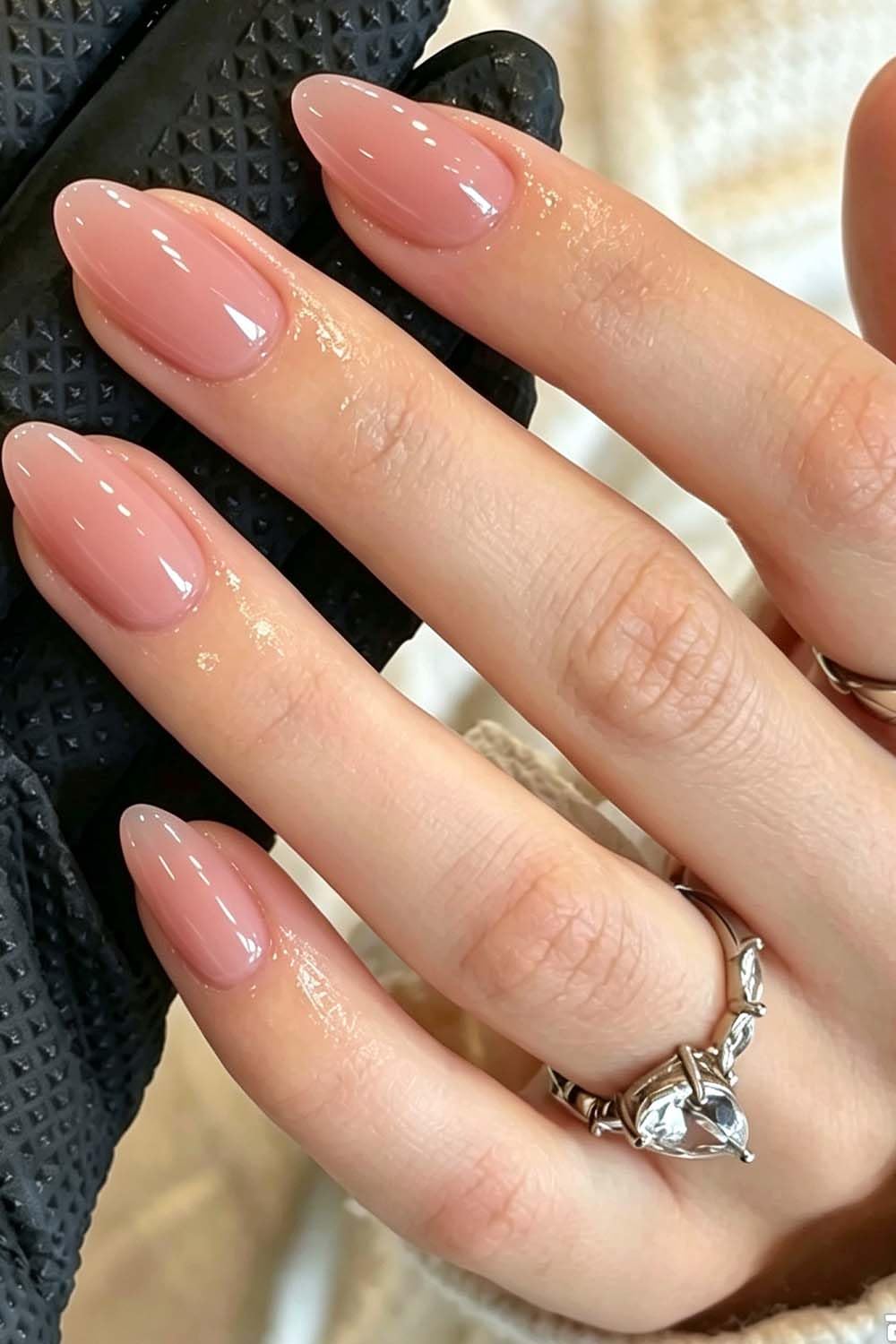 AzureBeauty Short Almond French Tip Press On Nails, Glazed Donut, 32 Pcs