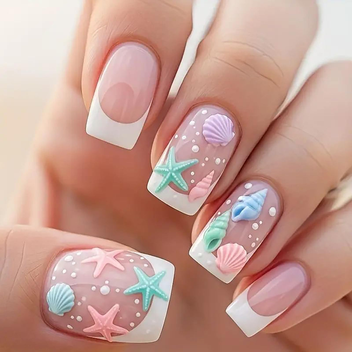 24Pcs Long Square Nude Pink White Nails Press ons Pearl Gold Flower Fake Nails Elegant False Nails Bridal Nails Glue on Luxurious Stick on Nails Casual Work for Girl Women Wedding Formal Occasions