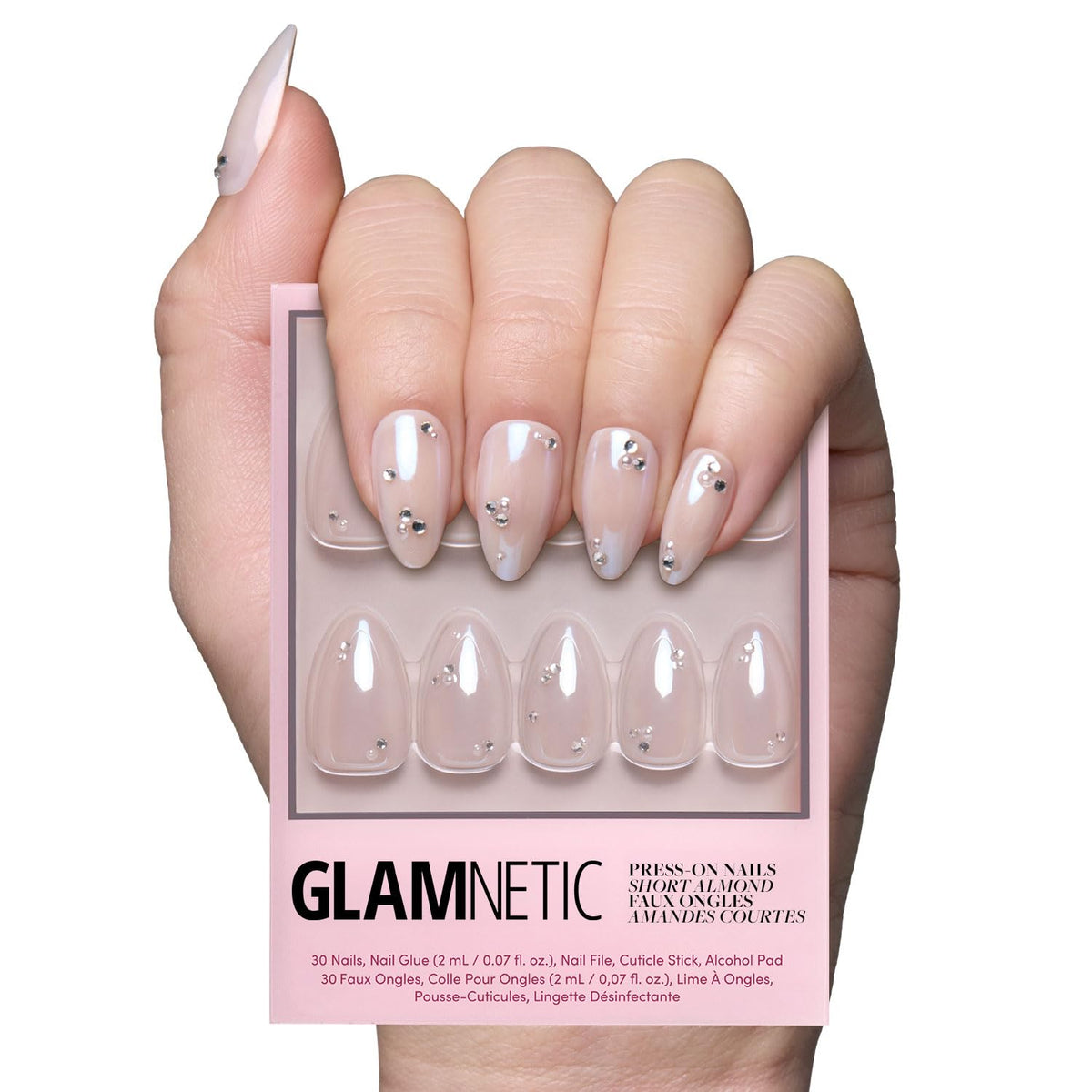 Glamnetic Press On Nails - Short Almond, Glazed Fake Nails 30 Pc Full Kit