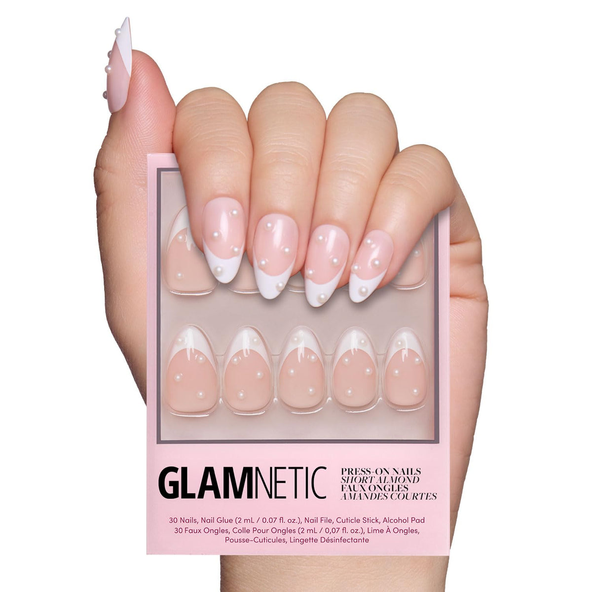 Glamnetic Press On Nails - Medium Square, Glossy Fake Nails 30 Pc Full Kit