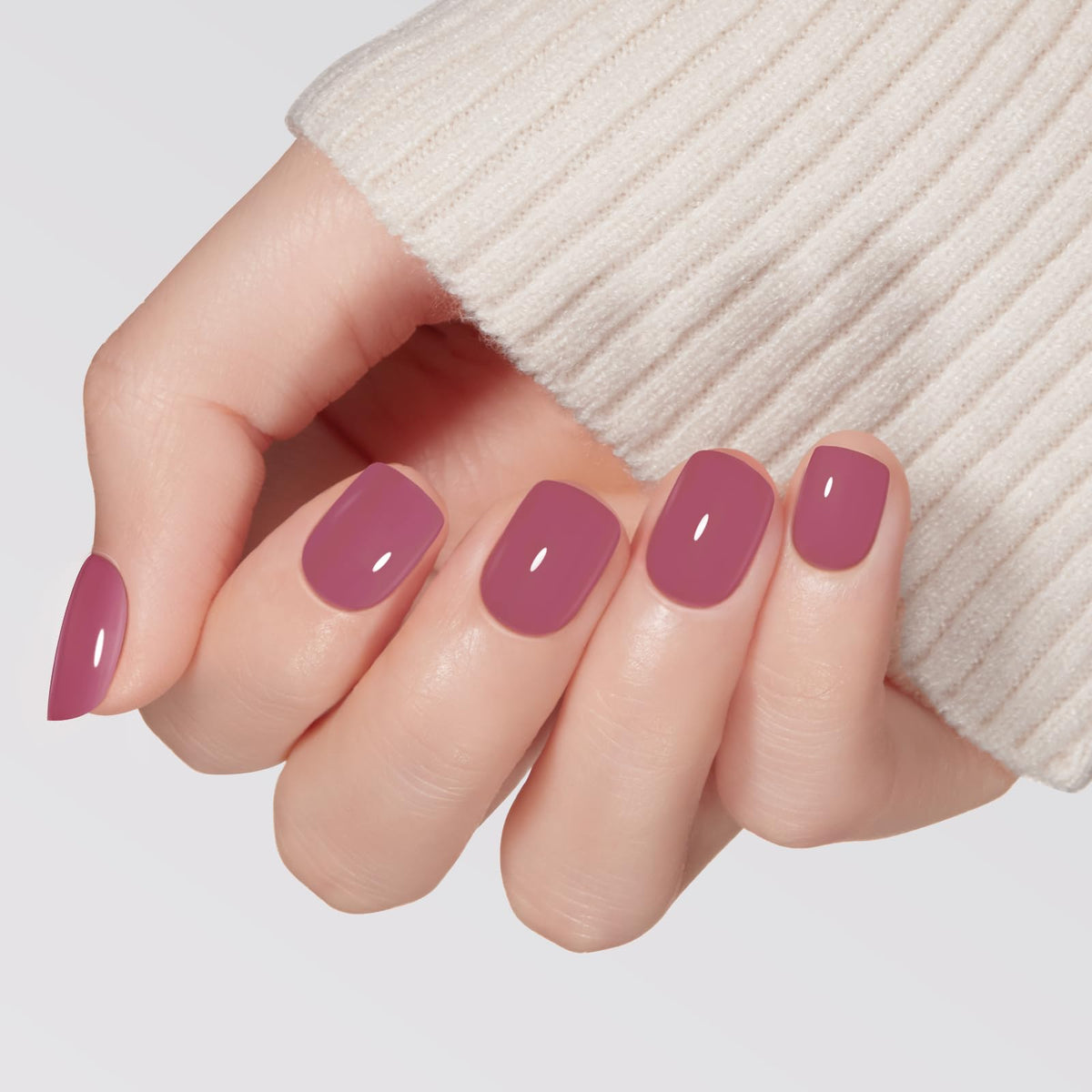 Modelones Extra Short Press on Nails, French Tips Squoval Fake Nails