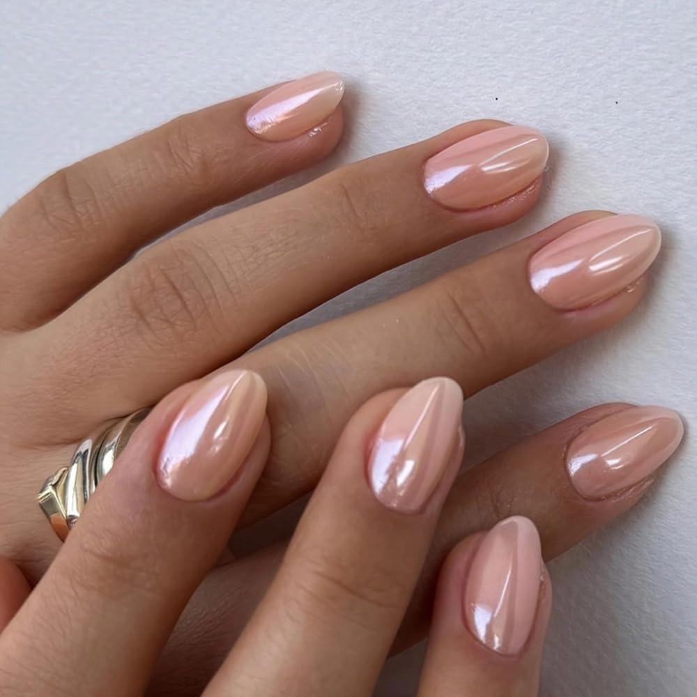 30Pcs Bridal White Press On Nails Almond Medium, French Tip Nails Press Ons, Nude Pink Fake Nails With 3D Shell Pearl Designs, Elegant Wedding Glue On Nails For Women Nail Art, Reusable Acrylic