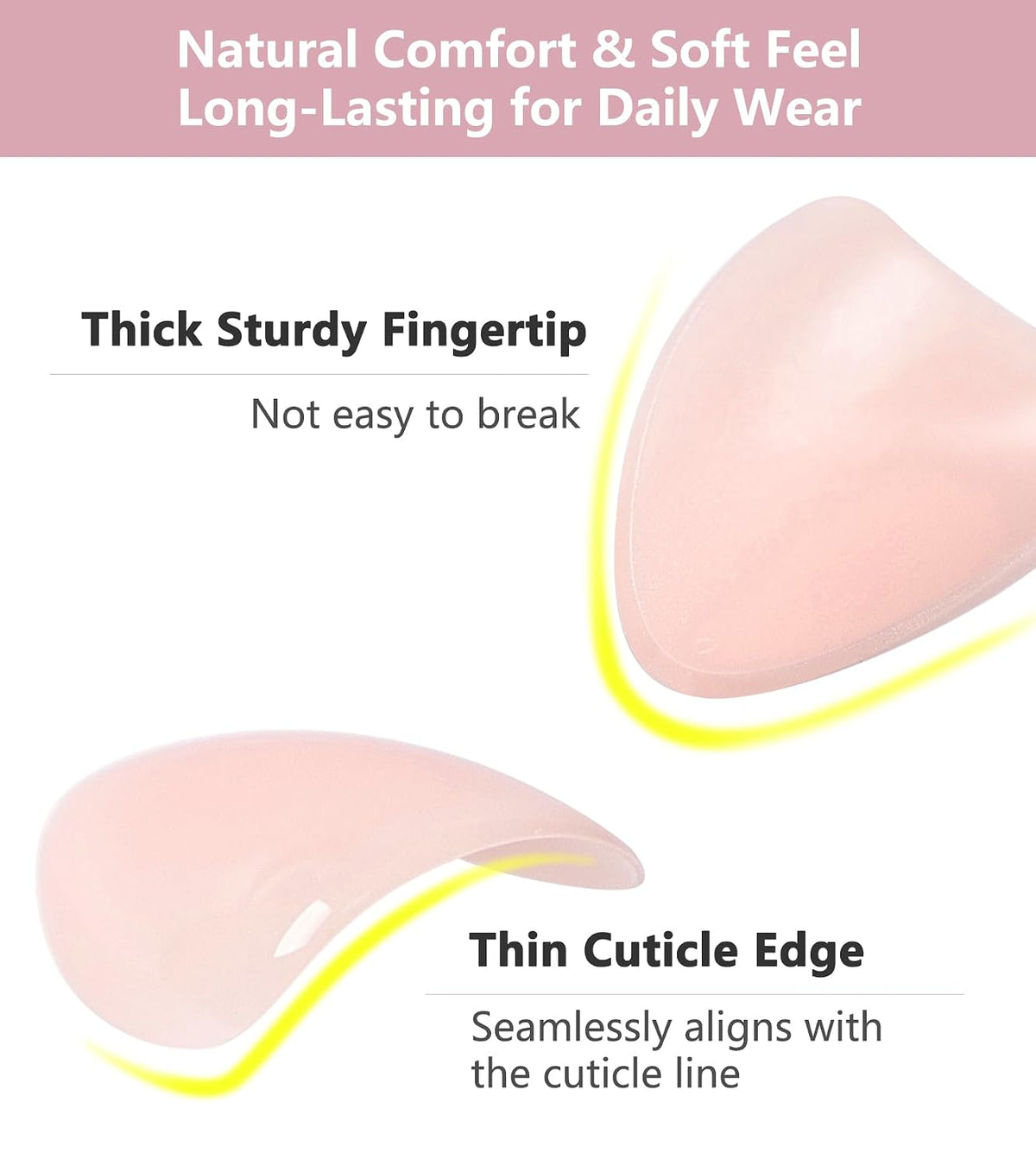 Artquee Press on Nails Short Soft Pink Almond False Tips Glossy Reusable Fake Stick on Nails Kit for Women - 32 Pcs 16 Sizes