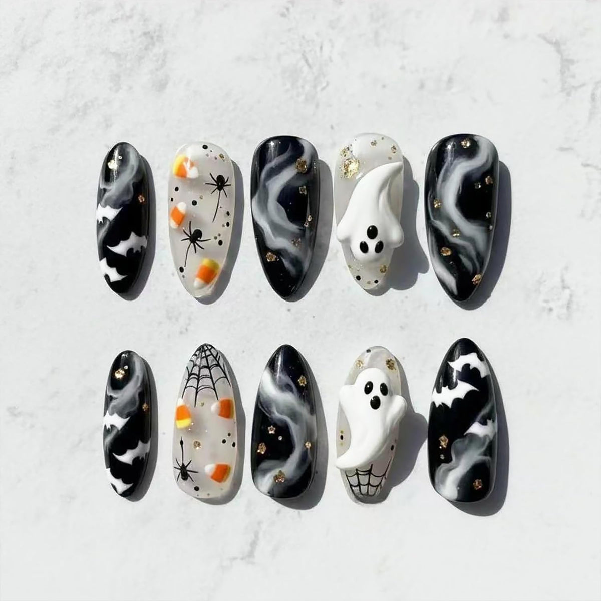 24Pcs White French Tip Press on Nails Medium Almond Fake Nails with Heart Pearl Design French Tip False Nails Cute 3D Bow Gems Stick on Nail Full Cover Reusable Glue on Nails for Women Wedding Daily