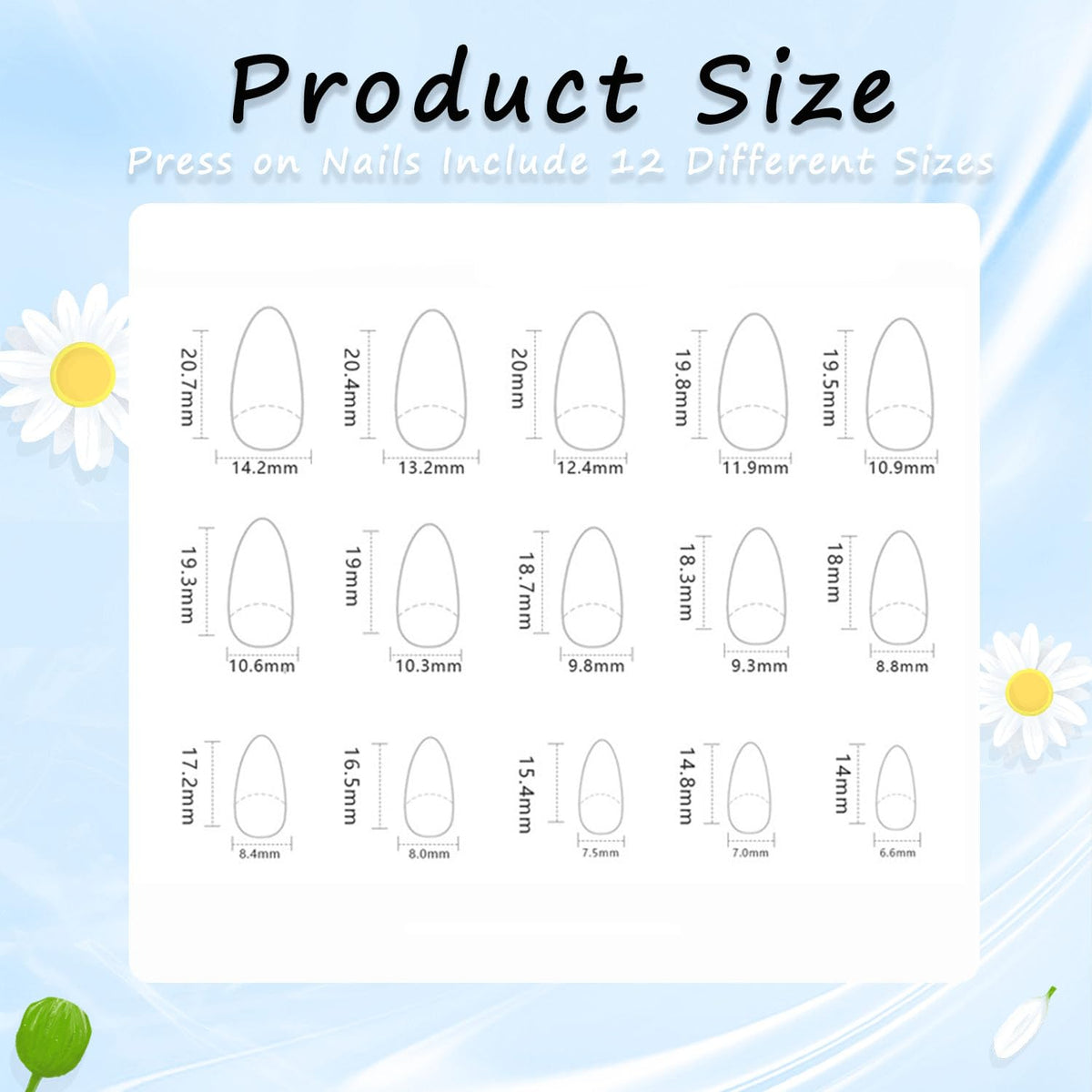 Short Press On Almond Fake Nails - Flower Acrylic Fall Nails Press Ons Full Cover Glue On Cute False Floral Stick On Nails for Women - 30 Pcs