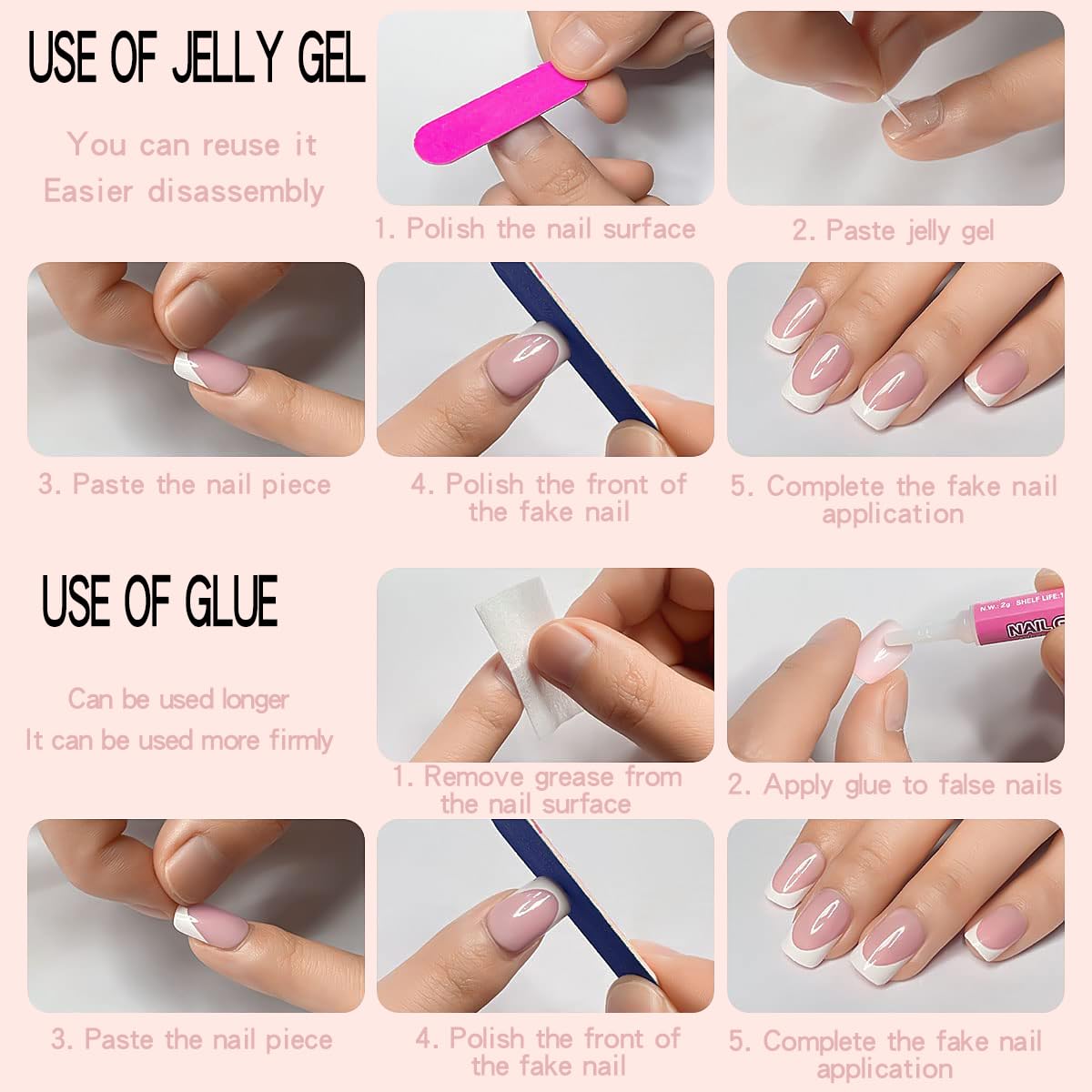 24 Pcs Bling Press on Nails Medium Length With White Flower Glue Glitter Rhinestones Fake Nails Acrylic Ballerina on Nails Press ons Design Coffin French Tip False Nails for Women and Girls