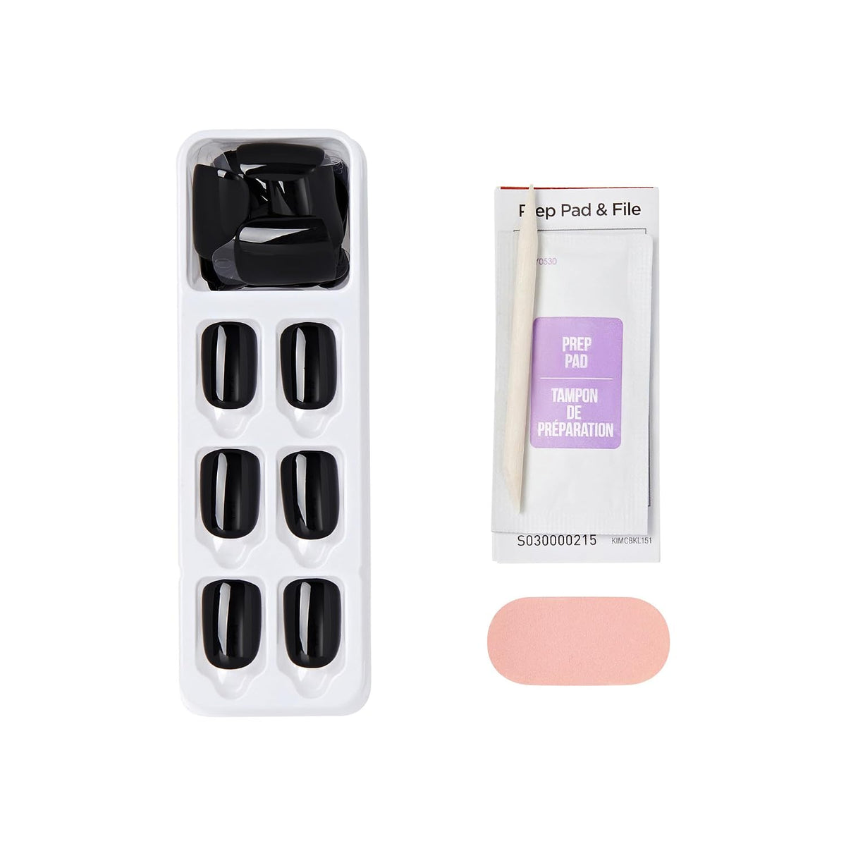Kiss Impress No Glue Mani Press On Nails Kit, 30 All Black Peel and Stick Nails, Super Slim Short Squoval, Glossy Gel Finish, PureFit Technology, Includes Prep Pad, Manicure Stick & Mini File