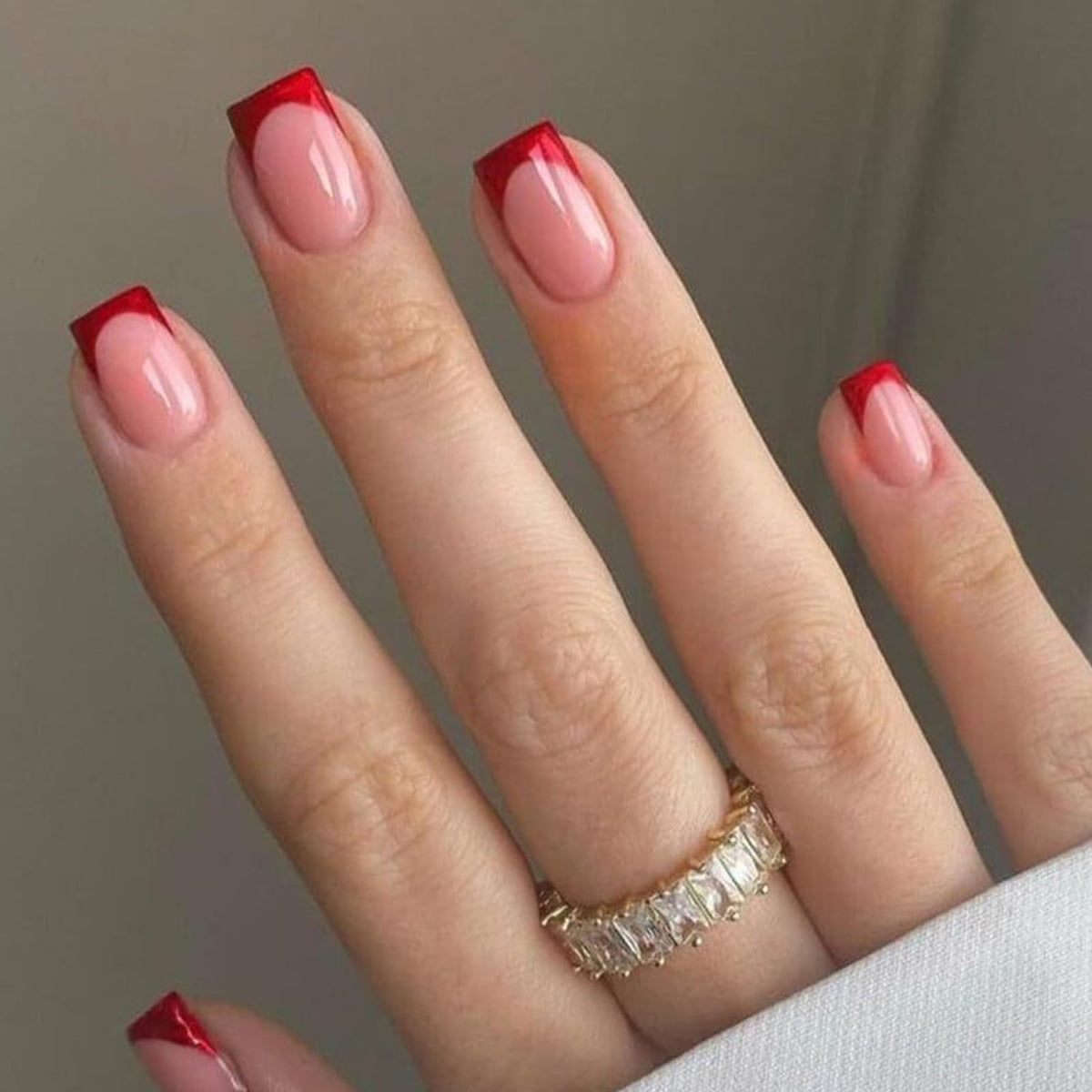 Modelones Extra Short Press on Nails, French Tips Squoval Fake Nails
