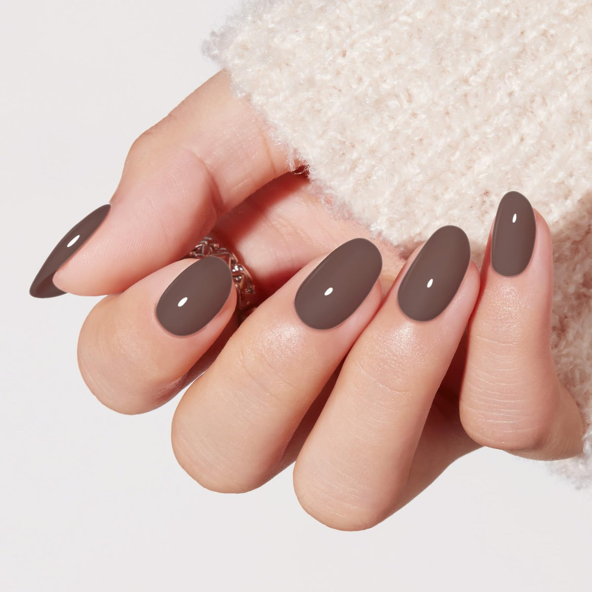 modelones French Tip Press On Nails, Short Oval Fake Nails Nails Press Ons
