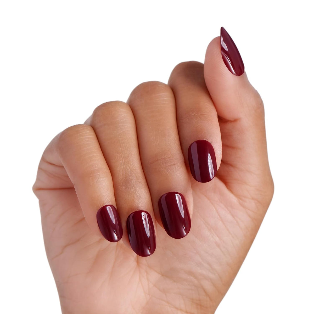 Kiss Impress No Glue Mani Press On Nails Kit, Over You, 30 Red Peel and Stick Nails, Super Slim Short Squoval, Glossy Gel Finish, PureFit Technology, Includes Prep Pad, Manicure Stick & Mini File