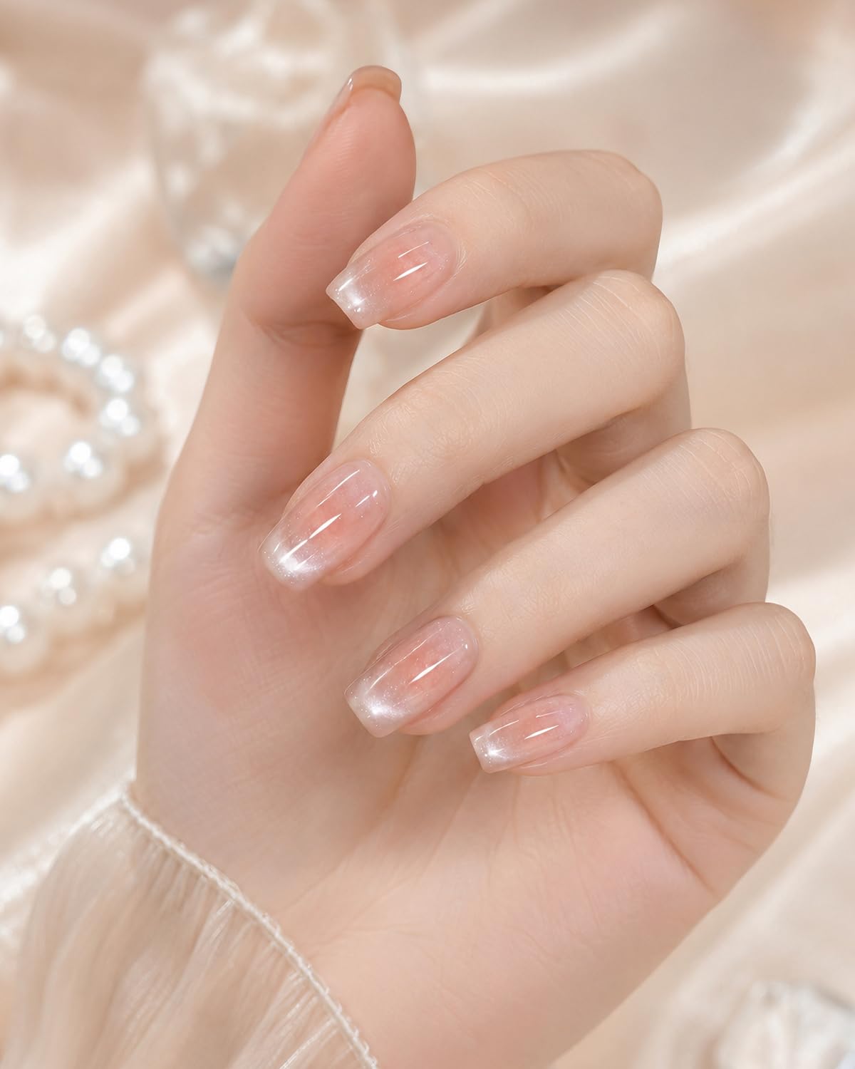 French Tip Press On Nails-Medium Pointed Almond Shape Nails