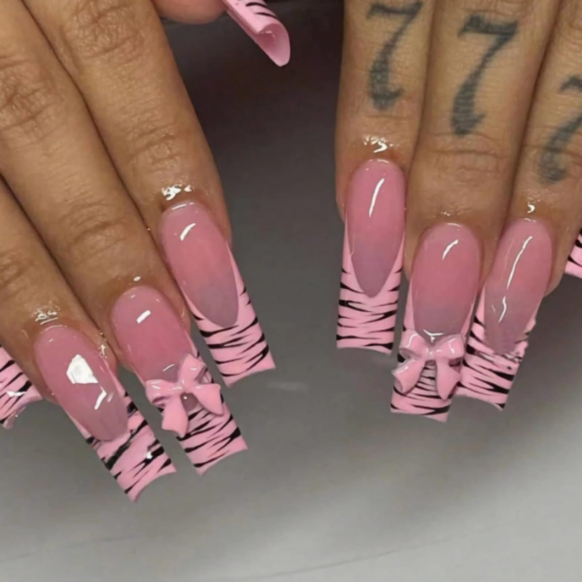 MISUD Press on Nails - Long Square Glue on Nails with White Bridal, Acrylic Wedding Bride Design 24 pcs