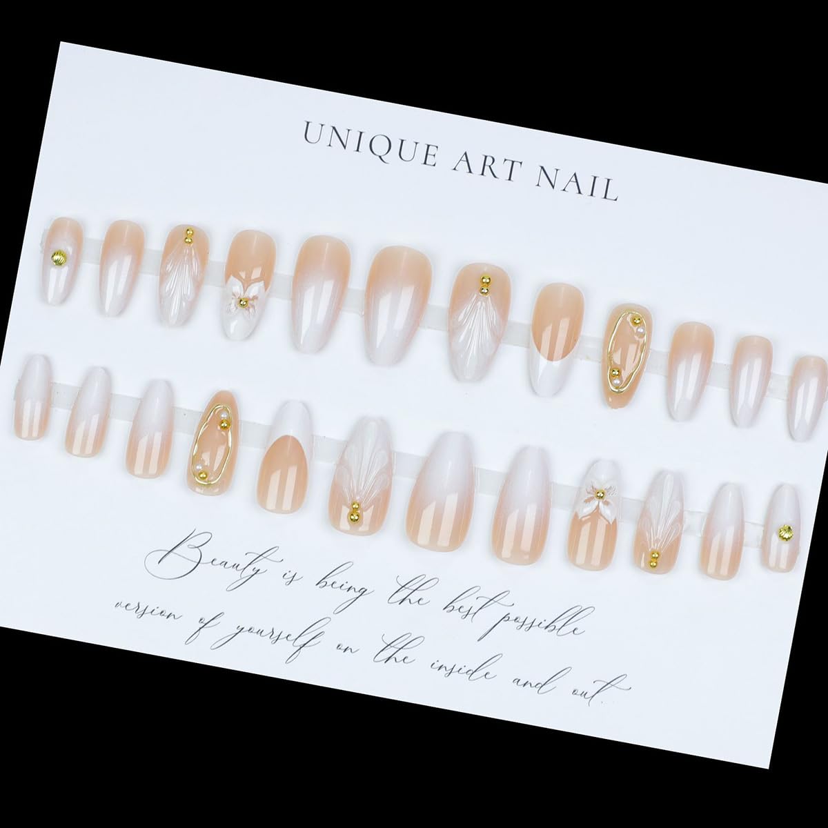 Almond Shape Plastic False Nails, 24pcs Set, Glossy Finish, Classic Elegant French Tip, Reusable with Jelly Sticker, Perfect for Parties & Gifts