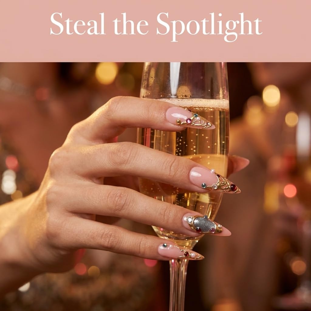 Luxury Handmade Press on Nails Pink Stiletto Nail Tips