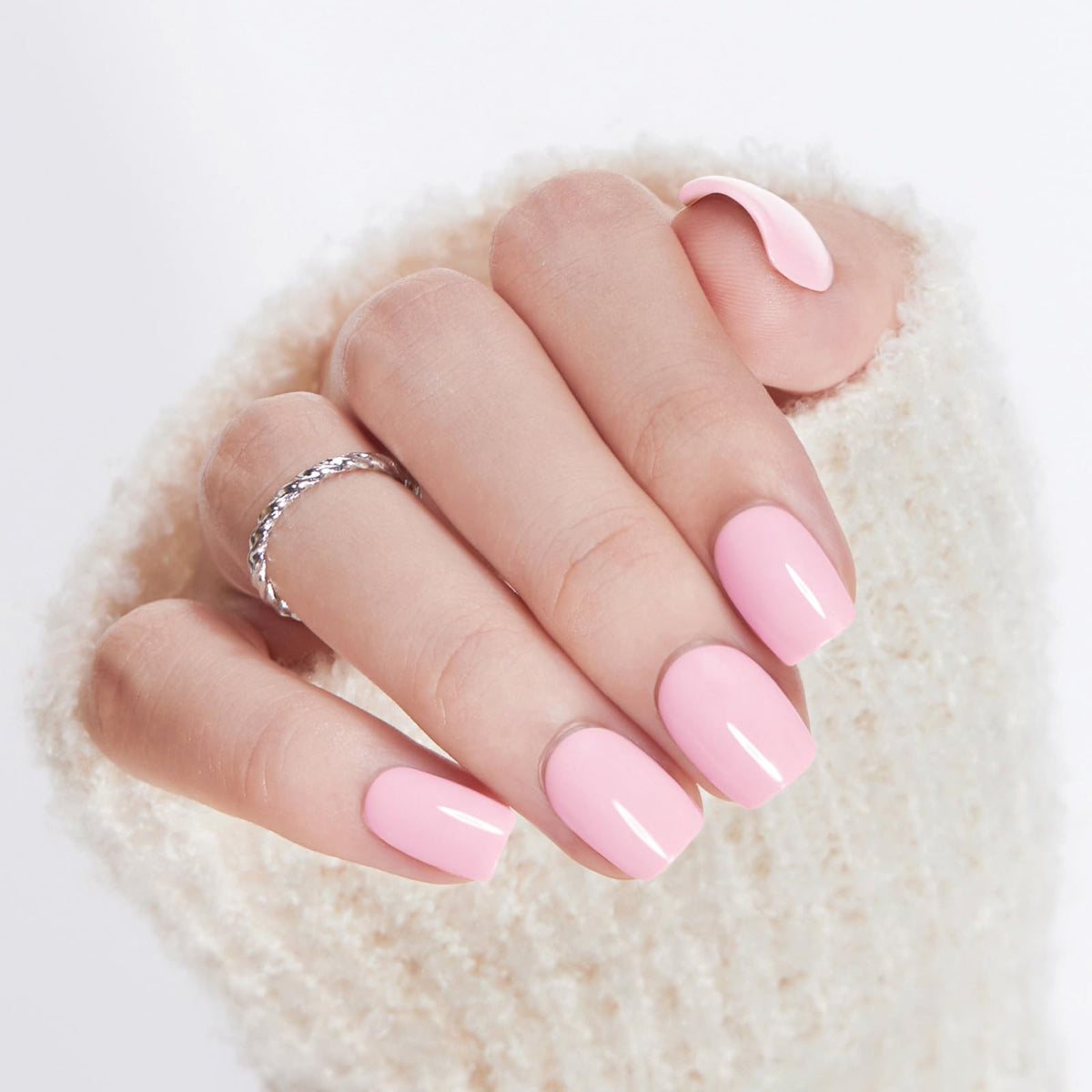 Modelones Extra Short Press on Nails, French Tips Squoval Fake Nails