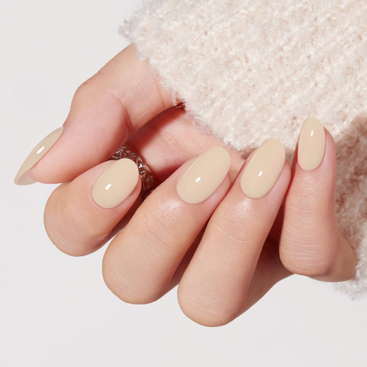 modelones French Tip Press On Nails, Short Oval Fake Nails Nails Press Ons