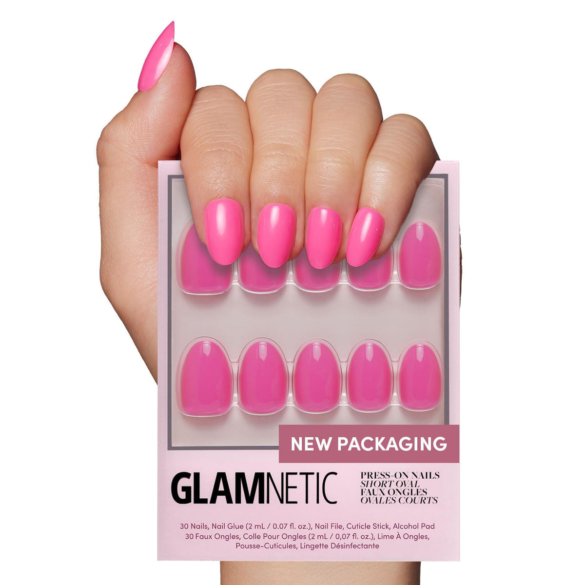 Glamnetic Press On Nails - Medium Square, Glossy Fake Nails 30 Pc Full Kit